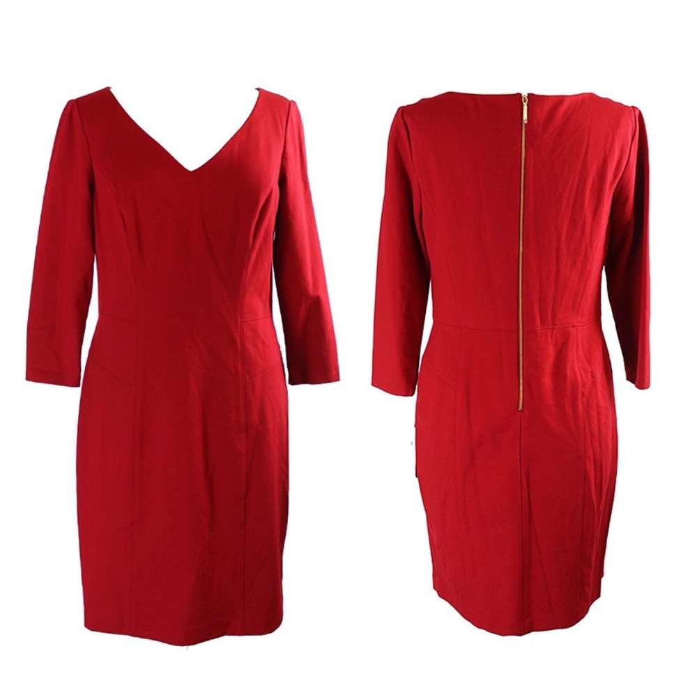 Lauren Ralph Lauren Red Sheath Dress Size 10 NWT - Picture 2 of 4